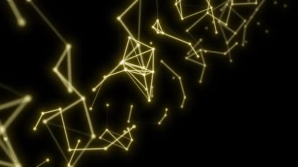 Abstract Naadloze Lus Animatie Van Goldenl Geometrische Stroom Zwarte Achtergrond — Stockvideo