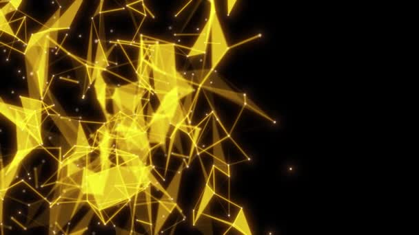 Абстрактная Мультипликация Золотого Геометрического Потока Черном Фоне Технологических Научных Бизнес — стоковое видео