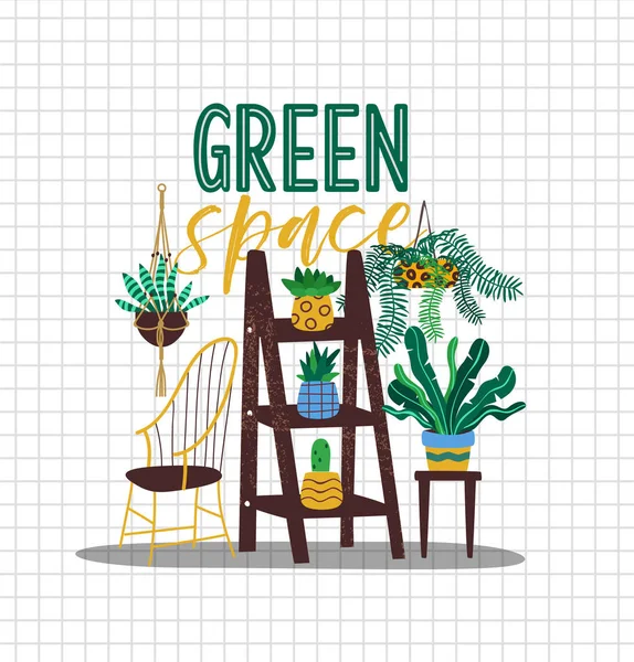 Дизайн інтер'єру саду "Зелений простір" — стоковий вектор