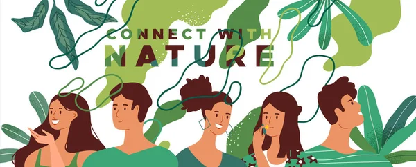 Conectar con la naturaleza personas concepto de grupo — Archivo Imágenes Vectoriales