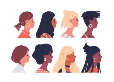Diverse women portrait set isolated