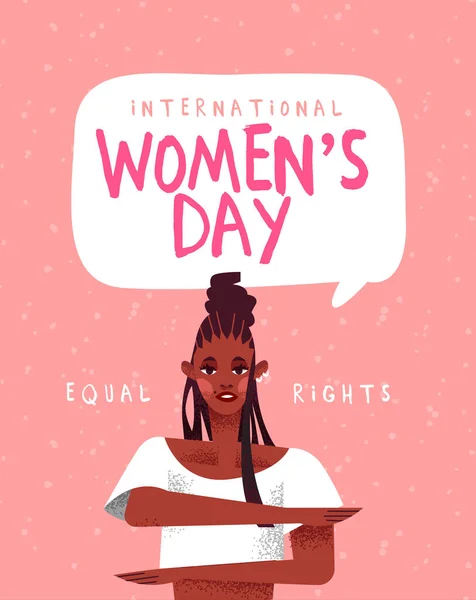 女性の平等の権利のための女性の日の挨拶カード — ストックベクタ