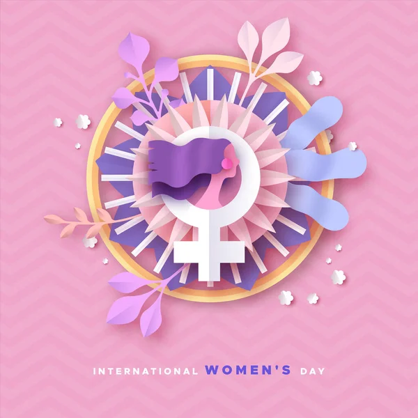 女性の日ピンクの紙の女性の装飾カード — ストックベクタ