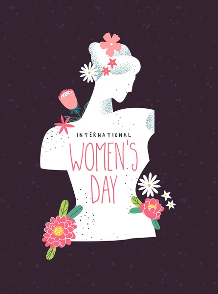 女性の日の美しい花の女性グリーティングカード — ストックベクタ
