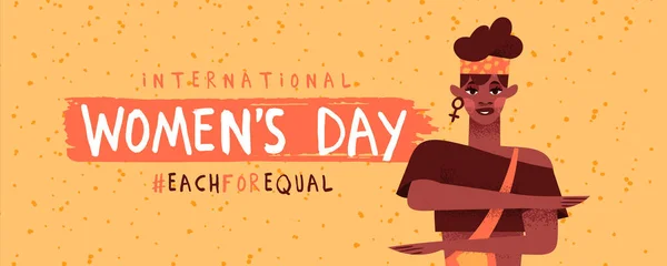 Journée de la femme chacun pour bannière afro femme égale — Image vectorielle