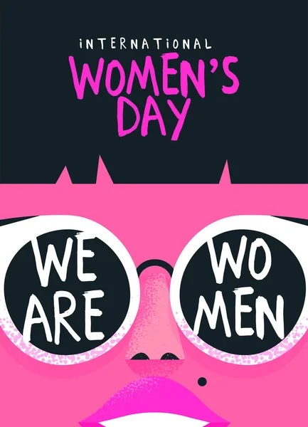 International Women's Day card of pink woman face — Stock Vector