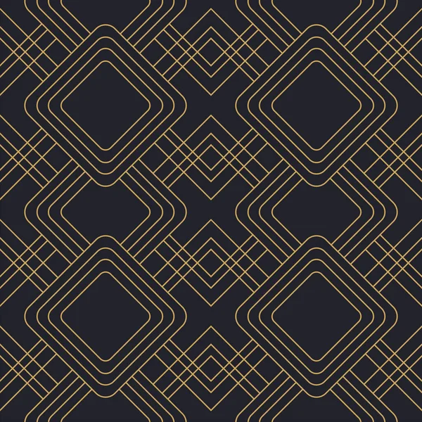 Абстрактный Стиль Деко Бесшовный Узор Классическим Золотым Черным Геометрическим Дизайном — стоковый вектор