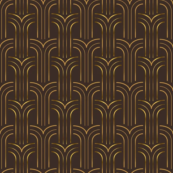 Ouro Estilo Art Deco Vintage Padrão Sem Costura Com Design — Vetor de Stock