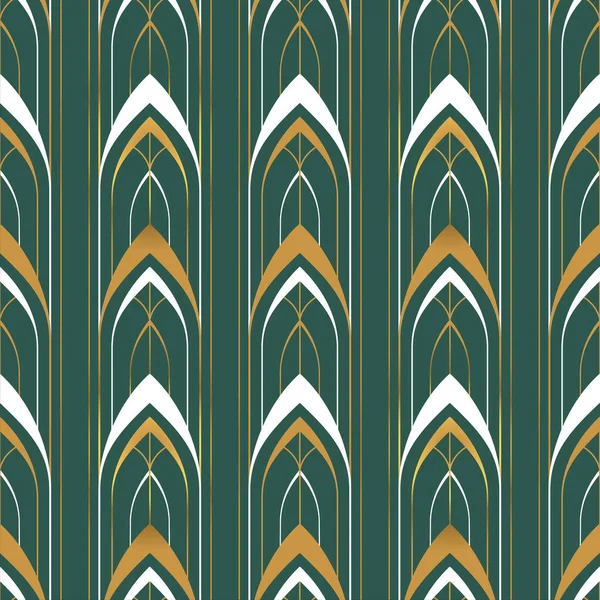 Gold Art Deco 복고풍 디자인의 미풍없는 패턴이다 파란색의 추상적 고전적 — 스톡 벡터