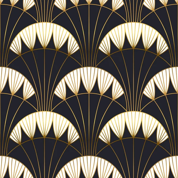 レトロな装飾デザインのゴールドアートデコスタイルのヴィンテージシームレスパターン 金色の高級抽象的背景 古典的な幾何学的なファッションテクスチャの背景 — ストックベクタ