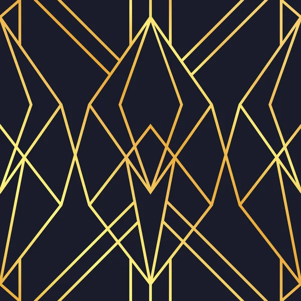 古典的な金と黒の幾何学的なデザインの抽象的なアートデコスタイルのシームレスなパターン エレガントなテキスタイルプリントやウェブの背景のための豪華なレトロな背景 — ストックベクタ