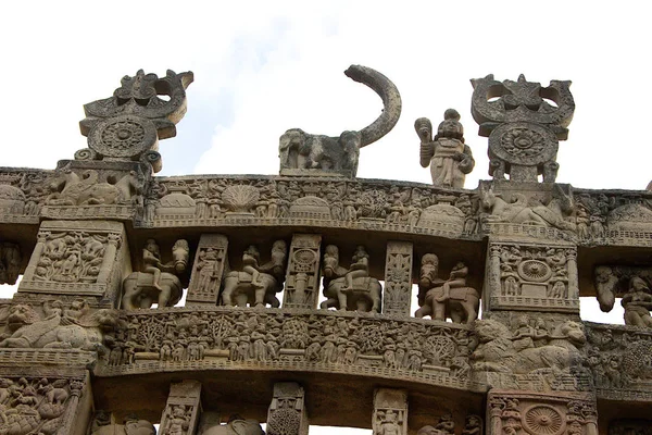 Spitze des Tores von Stupa, Sanchi — Stockfoto