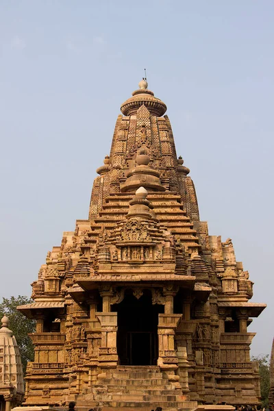 Vista Frontal Templo Lakshman Dos Grupos Ocidentais Templos Khajuraho Madhya — Fotografia de Stock