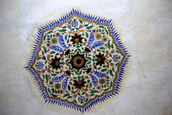 Krásný Květinový Design Střeše Interiéru Amer Palace Jaipur Rajasthan Indie — Stock fotografie