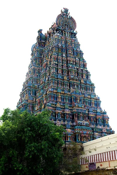 Кутовий Вид Західної Вежі Храму Менакші Мадурай Тамілнад Індія Азія — стокове фото