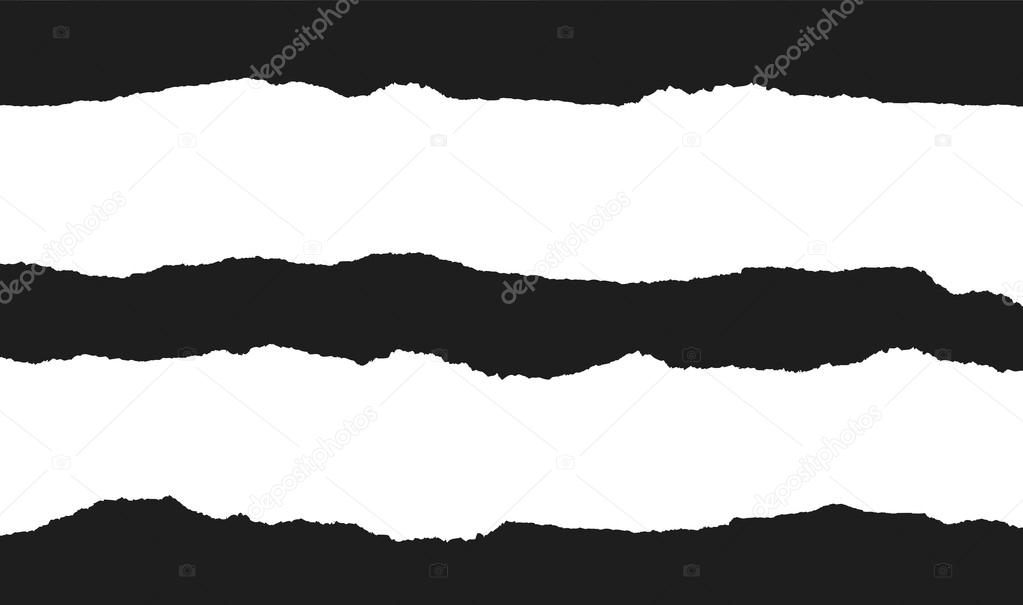 Torn paper vector, design element black and white