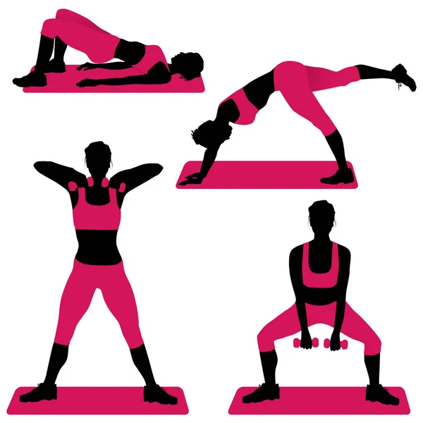 Young woman doing exercises for firm buttocks - vector illustrat — Stock Vector