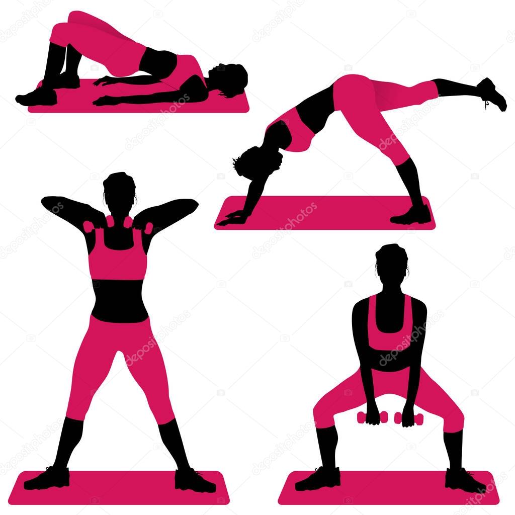Young woman doing exercises for firm buttocks - vector illustrat