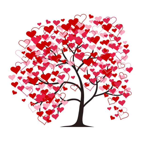 Árbol de amor aislado en el fondo blanco. Ilustración . — Vector de stock