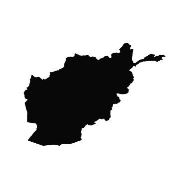 Vektör harita Afganistan. İllüstrasyon izole vektör. Beyaz arka plan üzerine siyah. EPS 10 illüstrasyon.