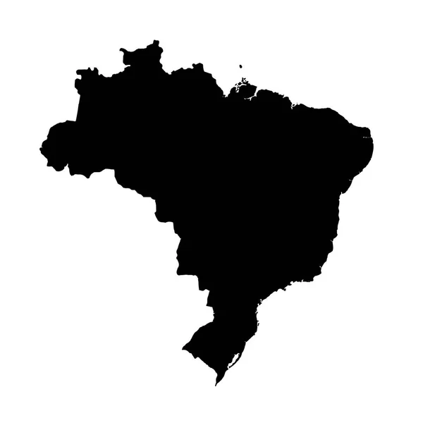 Mapa Vetorial Brasil Ilustração Vetorial Isolada Preto Sobre Fundo Branco — Vetor de Stock