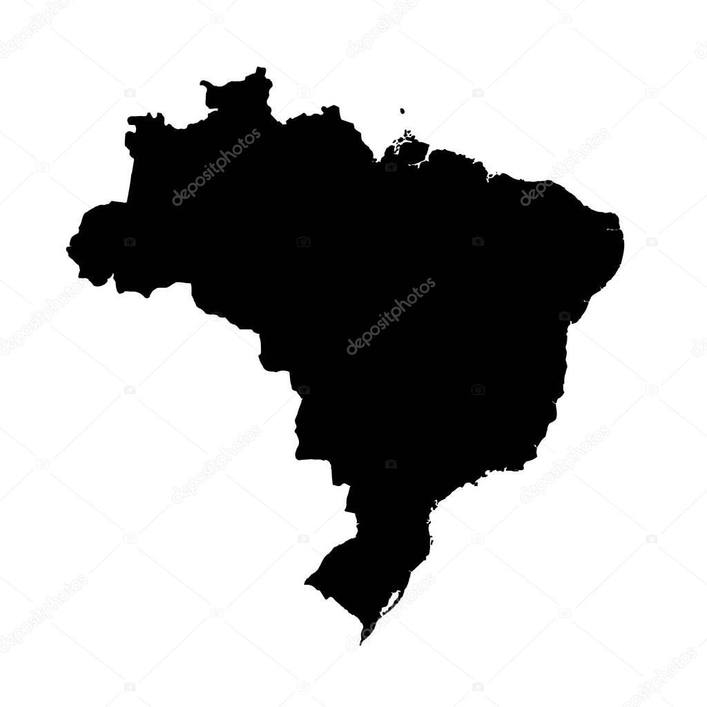 Vector map Brazil. Isolated vector Illustration. Black on White background. EPS 10 Illustration.