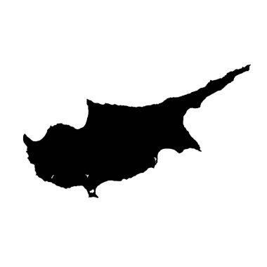 Vektör harita Kıbrıs. İllüstrasyon izole vektör. Beyaz arka plan üzerine siyah. EPS 10 illüstrasyon.