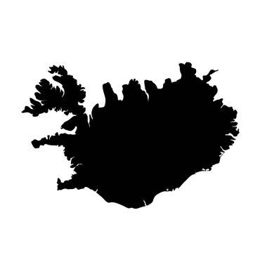 Vektör harita İzlanda. İllüstrasyon izole vektör. Beyaz arka plan üzerine siyah. EPS 10 illüstrasyon.
