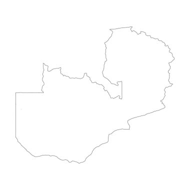 Vektör harita Zambiya. İllüstrasyon izole vektör. Beyaz arka plan üzerine siyah. EPS 10 illüstrasyon.