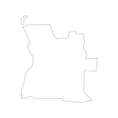 Vektör harita Angola. İllüstrasyon izole vektör. Beyaz arka plan üzerine siyah. EPS 10 illüstrasyon.