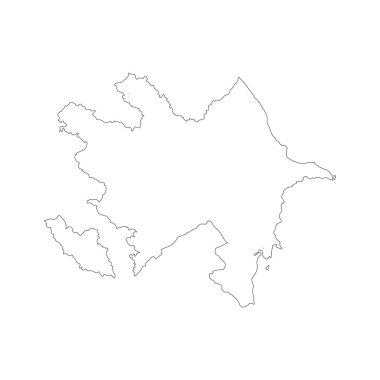 Vektör harita Azerbaycan. İllüstrasyon izole vektör. Beyaz arka plan üzerine siyah. EPS 10 illüstrasyon.
