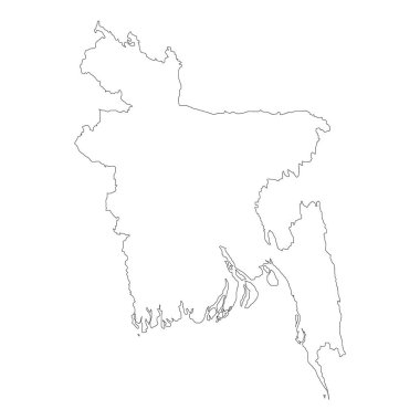 Vektör harita Bangladeş. İllüstrasyon izole vektör. Beyaz arka plan üzerine siyah. EPS 10 illüstrasyon.