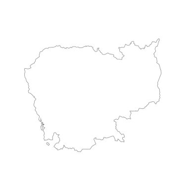 Vektör harita Kamboçya. İllüstrasyon izole vektör. Beyaz arka plan üzerine siyah. EPS 10 illüstrasyon.