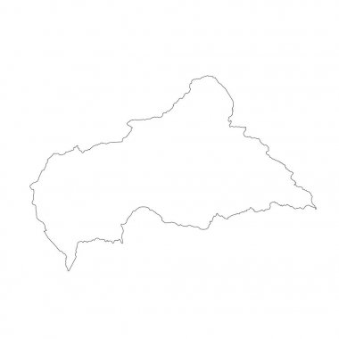 Vektör harita Orta Afrika Cumhuriyeti. İllüstrasyon izole vektör. Beyaz arka plan üzerine siyah. EPS 10 illüstrasyon.