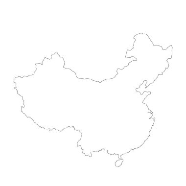 Vektör harita Çin. İllüstrasyon izole vektör. Beyaz arka plan üzerine siyah. EPS 10 illüstrasyon.