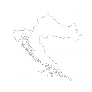 Vektör harita Hırvatistan. İllüstrasyon izole vektör. Beyaz arka plan üzerine siyah. EPS 10 illüstrasyon.