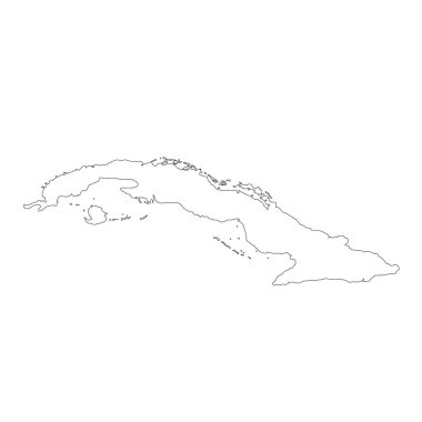 Vektör harita Küba. İllüstrasyon izole vektör. Beyaz arka plan üzerine siyah. EPS 10 illüstrasyon.