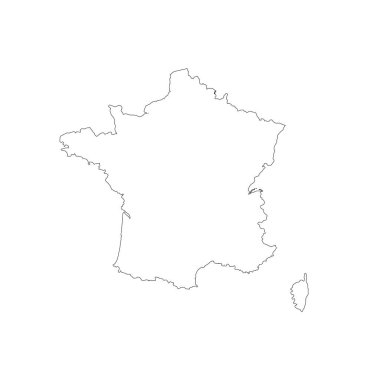 Vektör harita Fransa. İllüstrasyon izole vektör. Beyaz arka plan üzerine siyah. EPS 10 illüstrasyon.