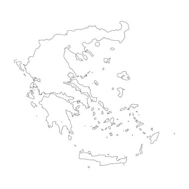 Vektör harita Yunanistan. İllüstrasyon izole vektör. Beyaz arka plan üzerine siyah. EPS 10 illüstrasyon.