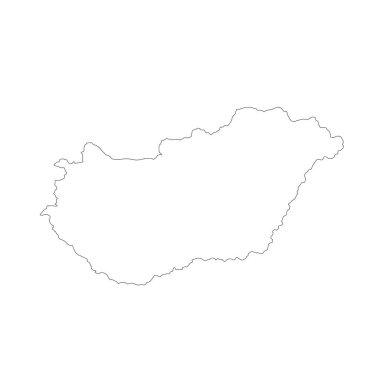 Vektör harita Macaristan. İllüstrasyon izole vektör. Beyaz arka plan üzerine siyah. EPS 10 illüstrasyon.