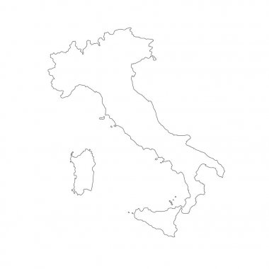 Vektör harita İtalya. İllüstrasyon izole vektör. Beyaz arka plan üzerine siyah. EPS 10 illüstrasyon.
