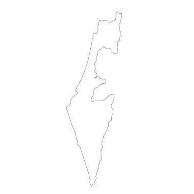 Vektör harita İsrail. İllüstrasyon izole vektör. Beyaz arka plan üzerine siyah. EPS 10 illüstrasyon.