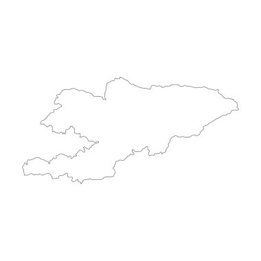 Vektör harita Kırgızistan. İllüstrasyon izole vektör. Beyaz arka plan üzerine siyah. EPS 10 illüstrasyon.