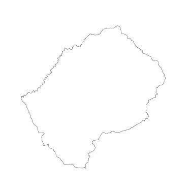 Vektör harita Lesotho. İllüstrasyon izole vektör. Beyaz arka plan üzerine siyah. EPS 10 illüstrasyon.