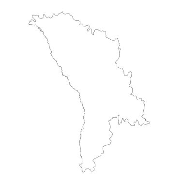 Vektör harita Moldova. İllüstrasyon izole vektör. Beyaz arka plan üzerine siyah. EPS 10 illüstrasyon.