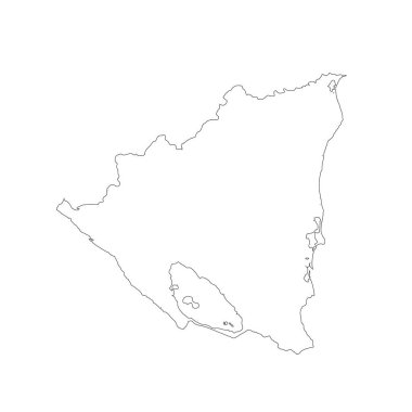 Vektör harita Nikaragua. İllüstrasyon izole vektör. Beyaz arka plan üzerine siyah. EPS 10 illüstrasyon.