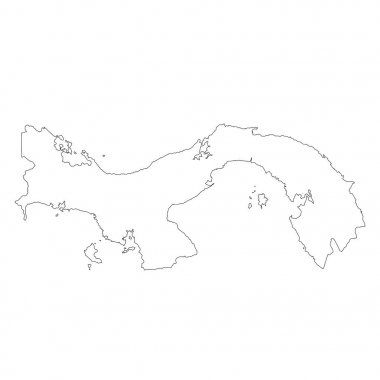 Vektör harita Panama. İllüstrasyon izole vektör. Beyaz arka plan üzerine siyah. EPS 10 illüstrasyon.