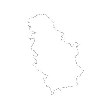 Vektör harita Sırbistan. İllüstrasyon izole vektör. Beyaz arka plan üzerine siyah. EPS 10 illüstrasyon.