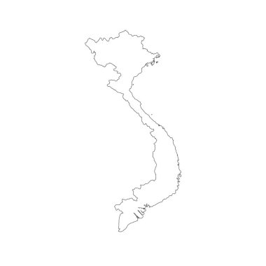 Vektör harita Vietnam. İllüstrasyon izole vektör. Beyaz arka plan üzerine siyah. EPS 10 illüstrasyon.