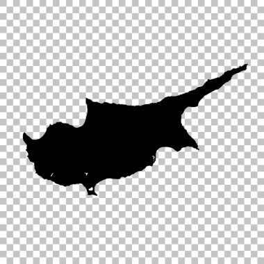 Vektör harita Kıbrıs. İllüstrasyon izole vektör. Beyaz arka plan üzerine siyah. EPS 10 illüstrasyon.
